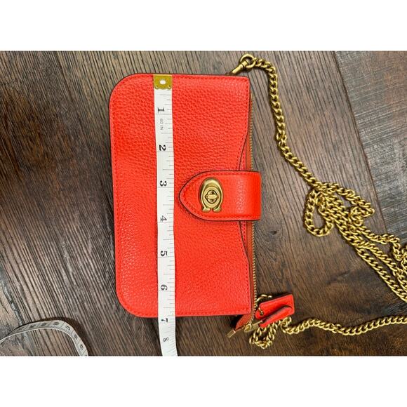 NWOT COACH's Pebbled Leather Crossbody Bag Red - Picture 7 of 10